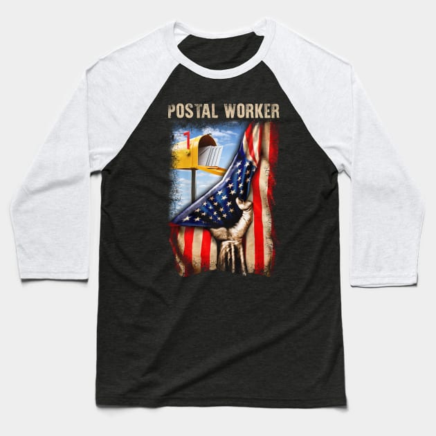 Postal Worker Flag Baseball T-Shirt by janayeanderson48214